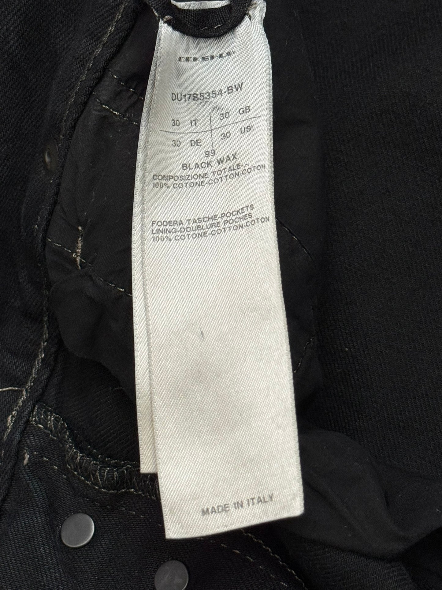 SS17 Rick Owens DRKSHDW Black Waxed Torrance Cut Denim Jeans