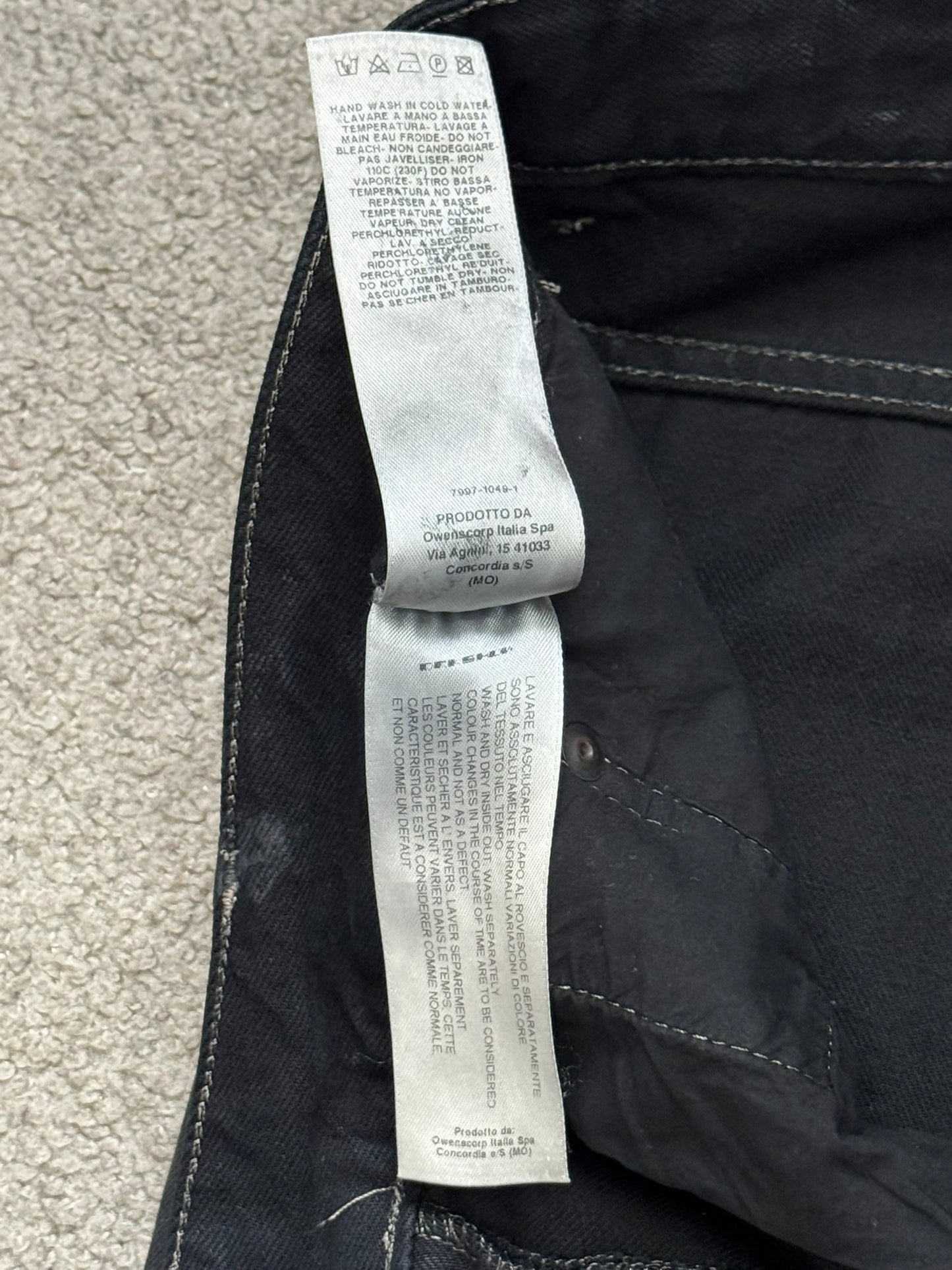 SS17 Rick Owens DRKSHDW Black Waxed Torrance Cut Denim Jeans