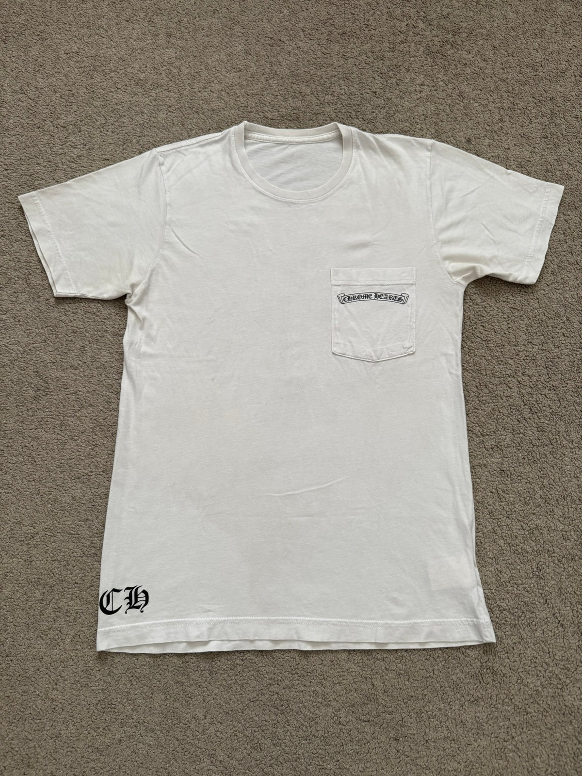 Chrome Hearts Scroll Logo Floral Cross Pocket T Shirt