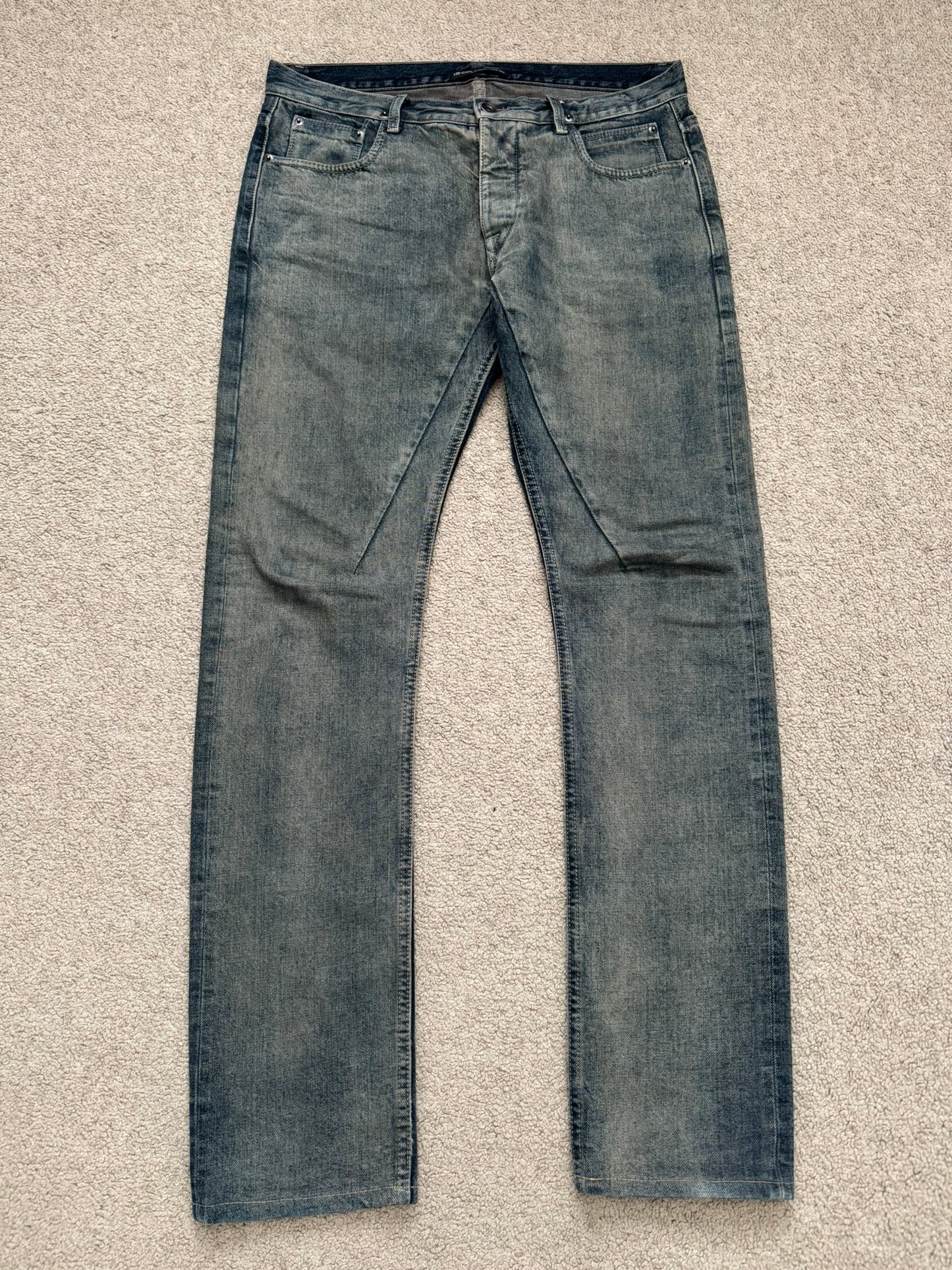 SS15 Rick Owens DRKSHDW Hustler Blue Detroit Cut Denim Jeans