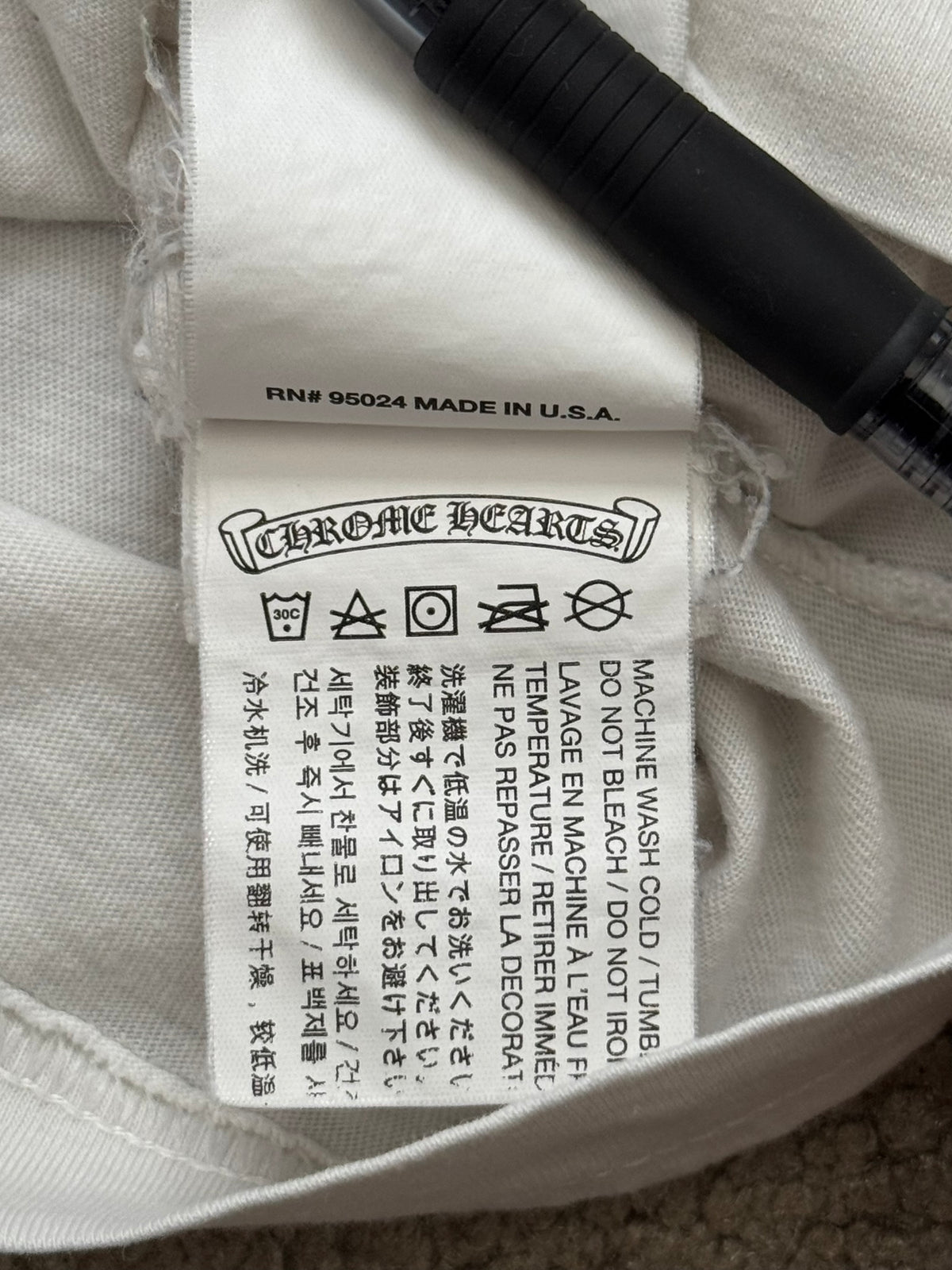 Chrome Hearts Scroll Logo Floral Cross Pocket T Shirt