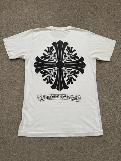 Chrome Hearts Scroll Logo Floral Cross Pocket T Shirt