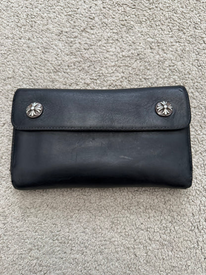 Chrome Hearts "Wave" Maltese Cross Dagger Zip Leather Wallet