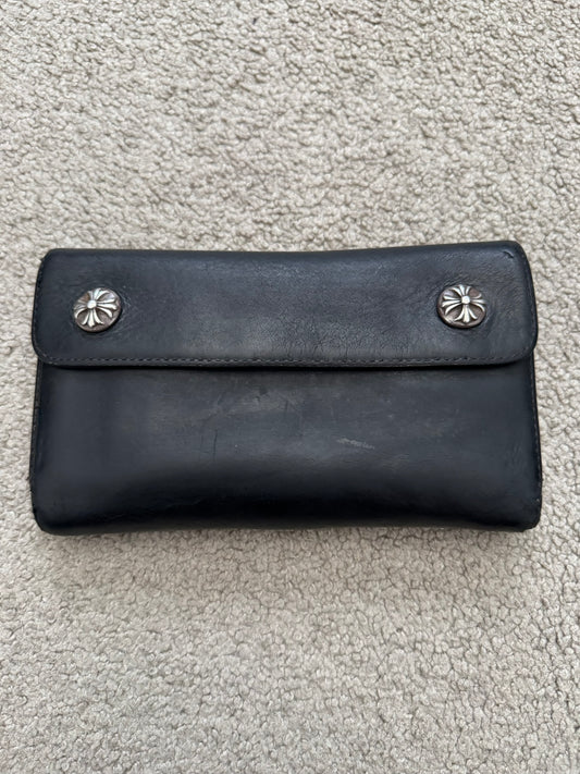Chrome Hearts "Wave" Maltese Cross Dagger Zip Leather Wallet