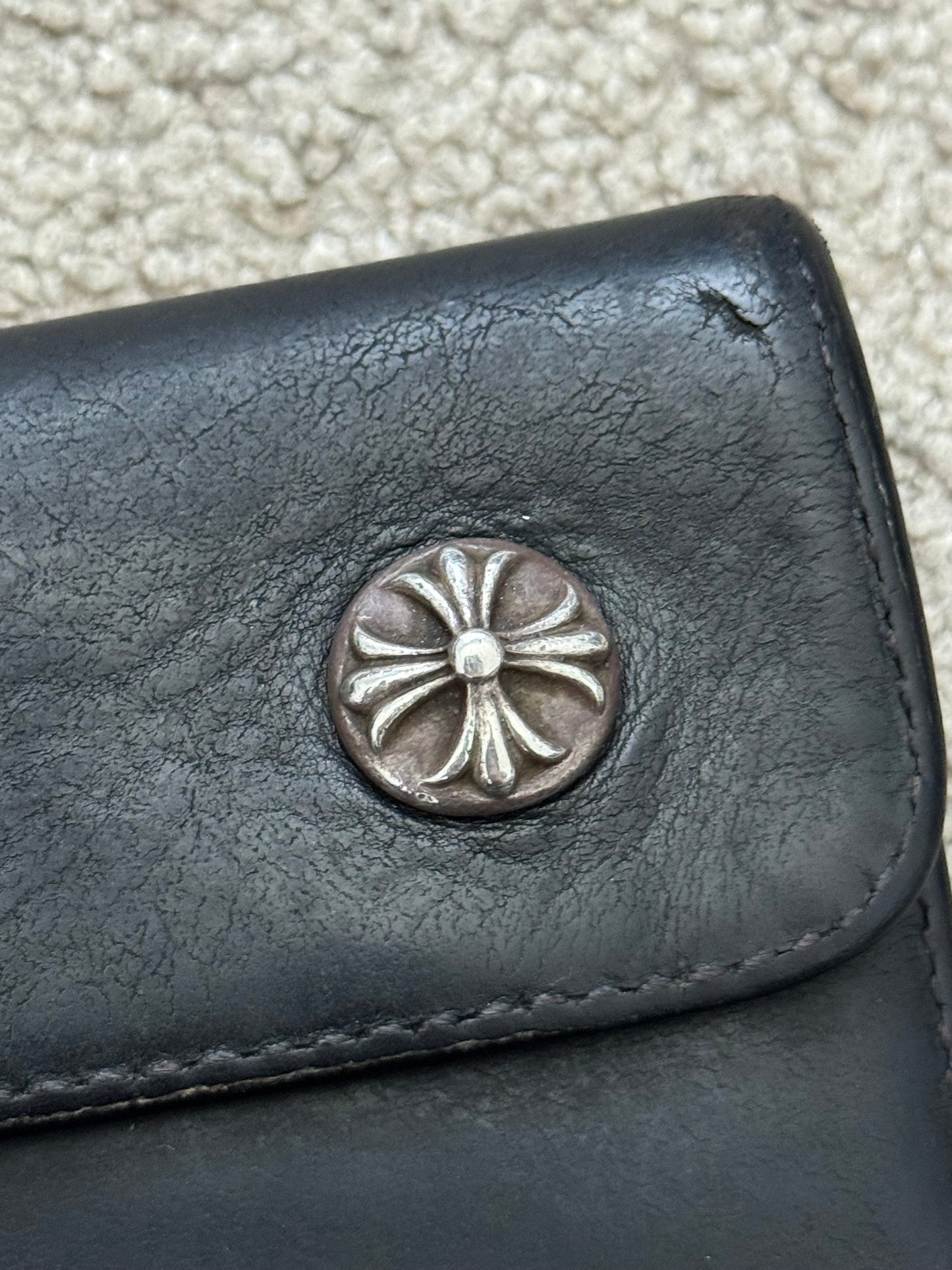 Chrome Hearts "Wave" Maltese Cross Dagger Zip Leather Wallet