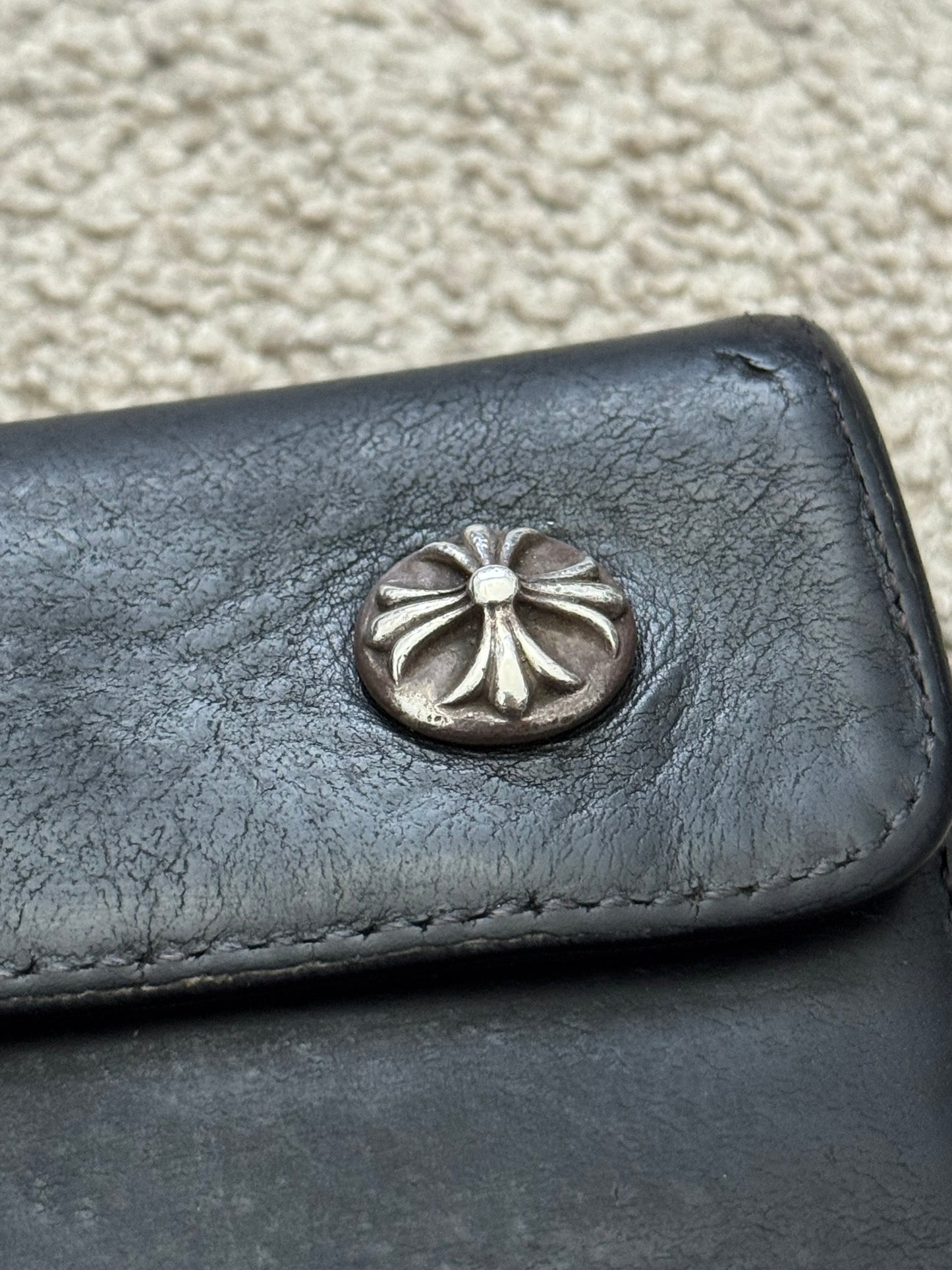 Chrome Hearts "Wave" Maltese Cross Dagger Zip Leather Wallet