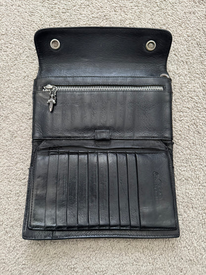 Chrome Hearts "Wave" Maltese Cross Dagger Zip Leather Wallet