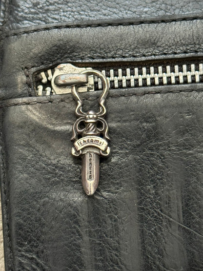 Chrome Hearts "Wave" Maltese Cross Dagger Zip Leather Wallet