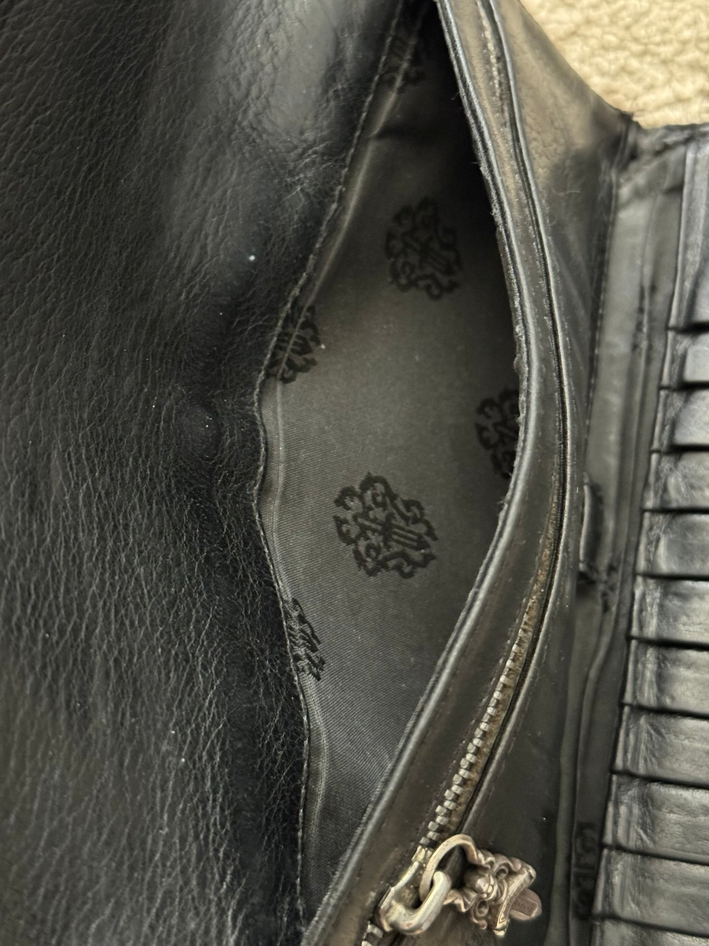 Chrome Hearts "Wave" Maltese Cross Dagger Zip Leather Wallet