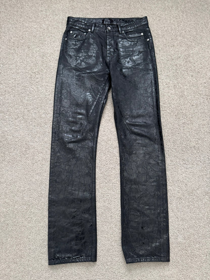 FW24 Rick Owens DRKSHDW Megacrust Foil Wax Detroit Denim Jeans