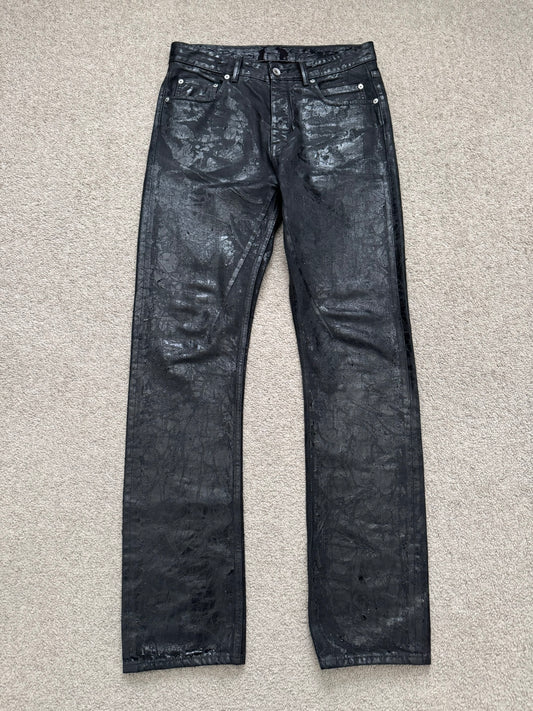 FW24 Rick Owens DRKSHDW Megacrust Foil Wax Detroit Denim Jeans
