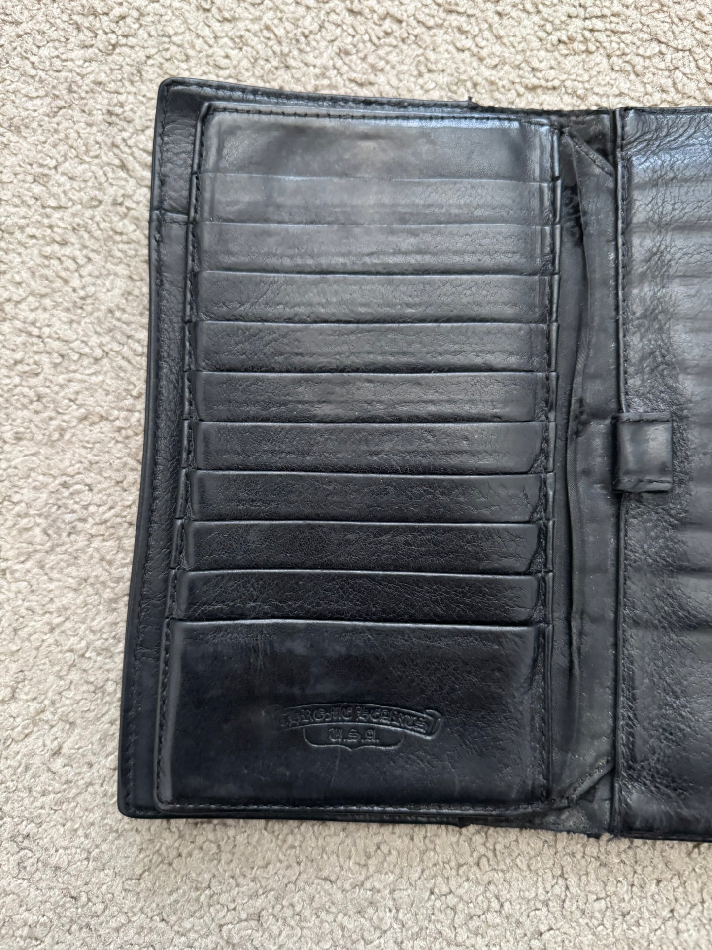 Chrome Hearts "Wave" Maltese Cross Dagger Zip Leather Wallet