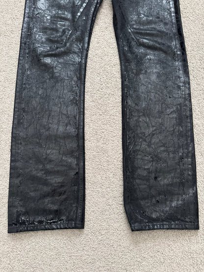 FW24 Rick Owens DRKSHDW Megacrust Foil Wax Detroit Denim Jeans