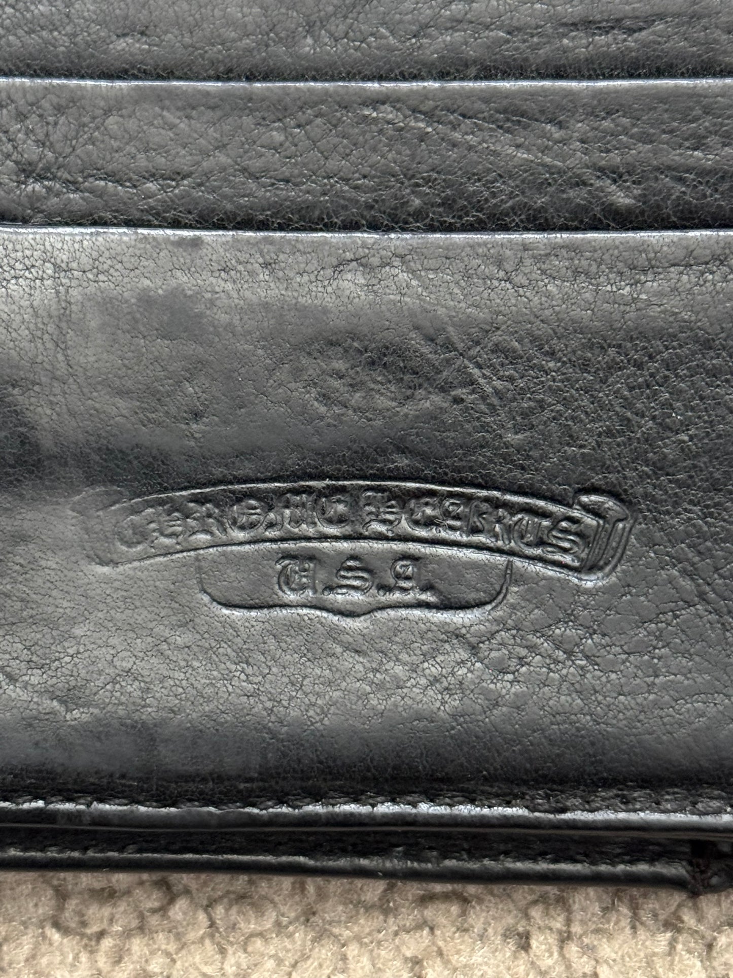 Chrome Hearts "Wave" Maltese Cross Dagger Zip Leather Wallet