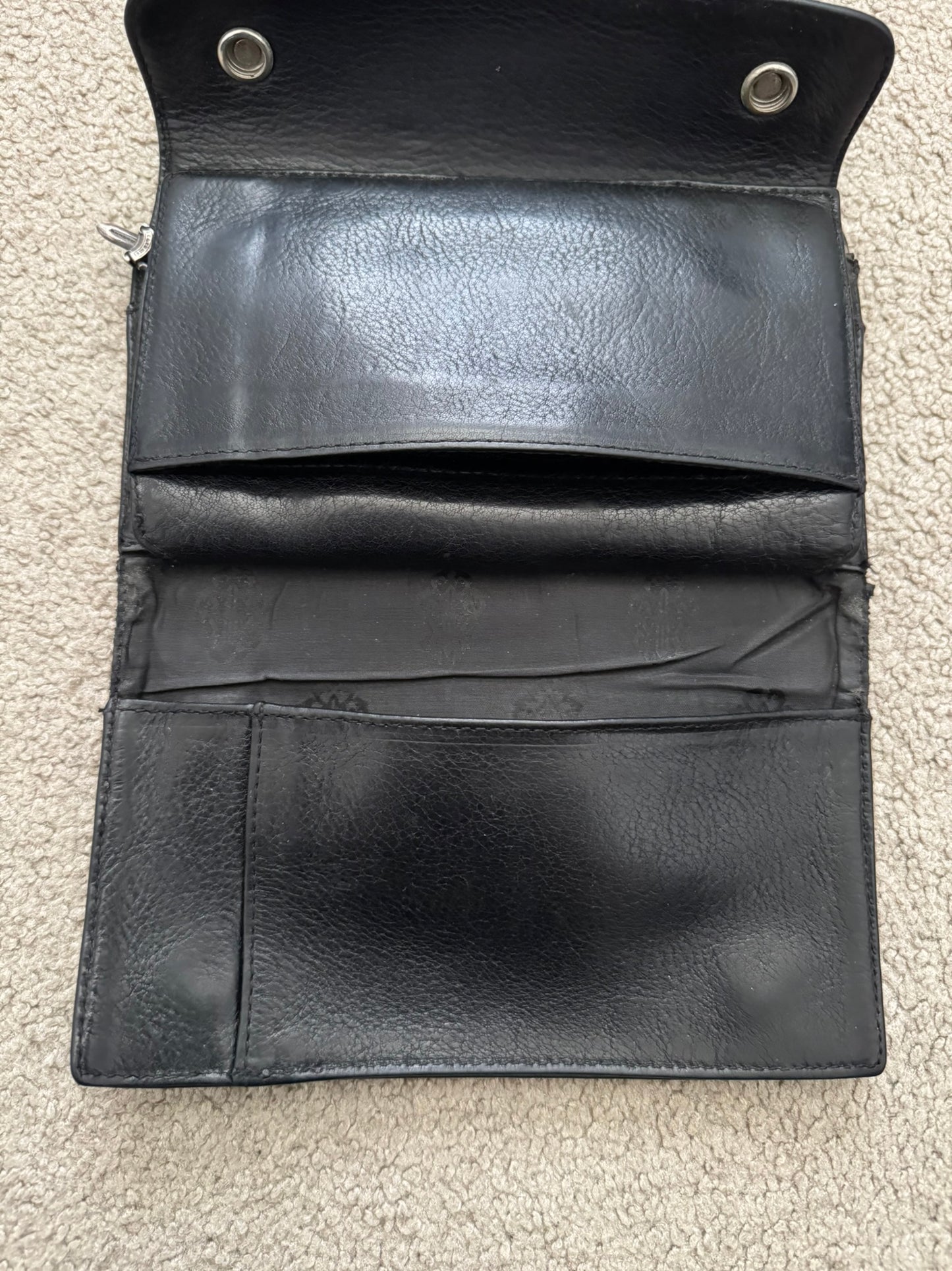 Chrome Hearts "Wave" Maltese Cross Dagger Zip Leather Wallet
