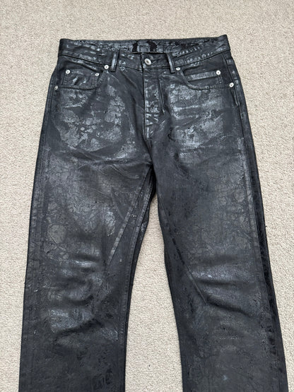 FW24 Rick Owens DRKSHDW Megacrust Foil Wax Detroit Denim Jeans
