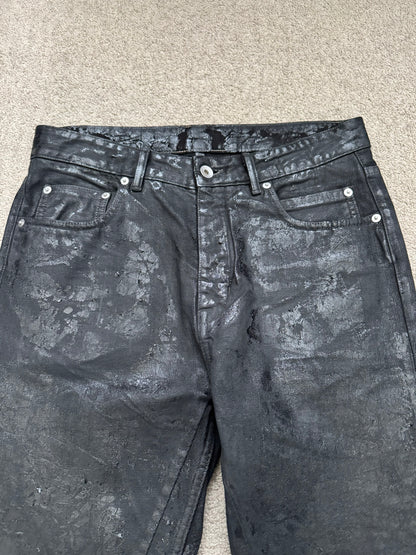 FW24 Rick Owens DRKSHDW Megacrust Foil Wax Detroit Denim Jeans