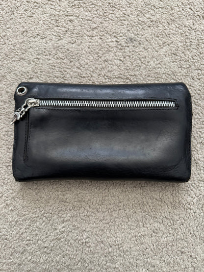 Chrome Hearts "Wave" Maltese Cross Dagger Zip Leather Wallet