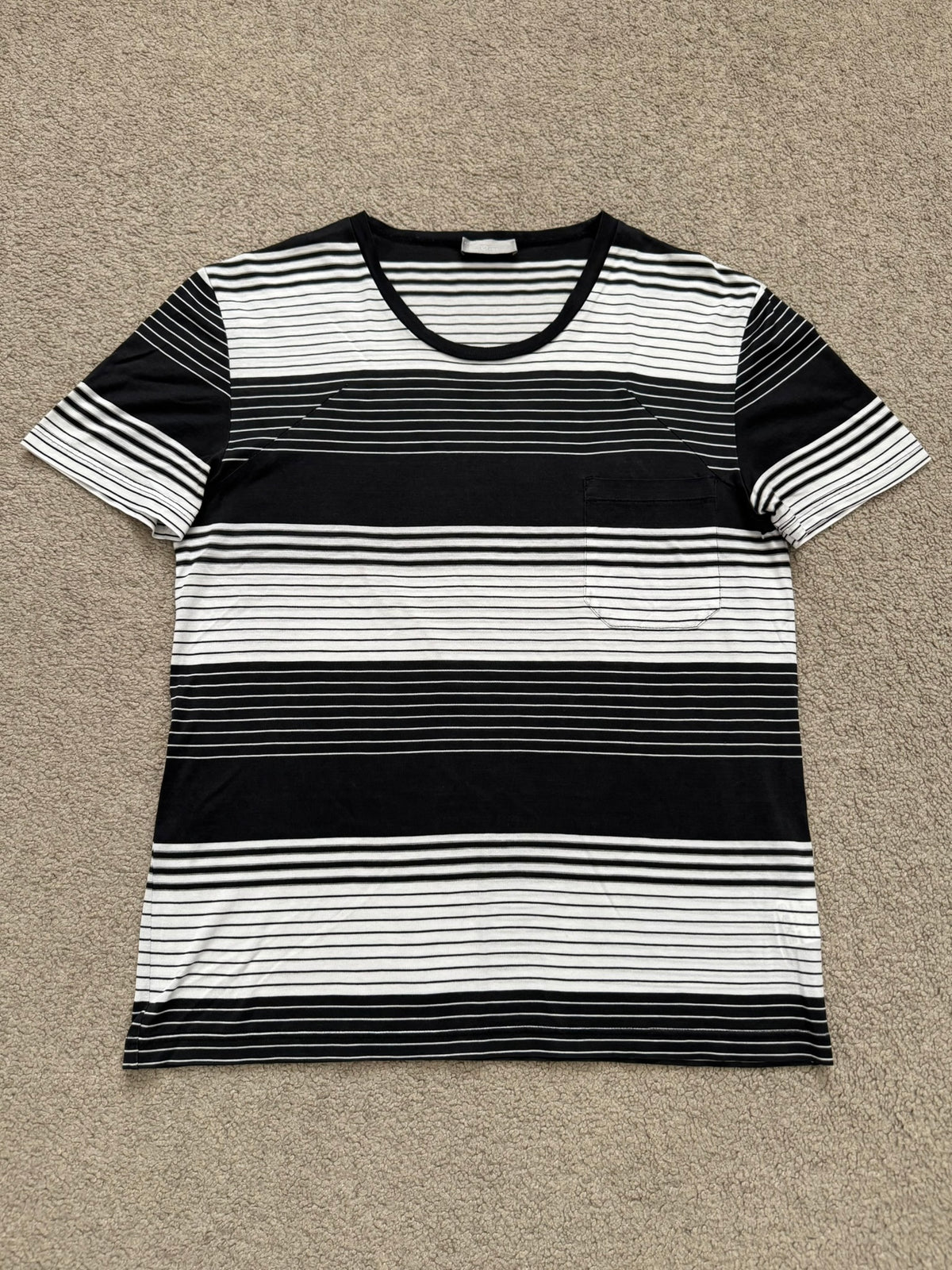SS05 Dior Homme by Hedi Slimane Block Striped Pocket T Shirt
