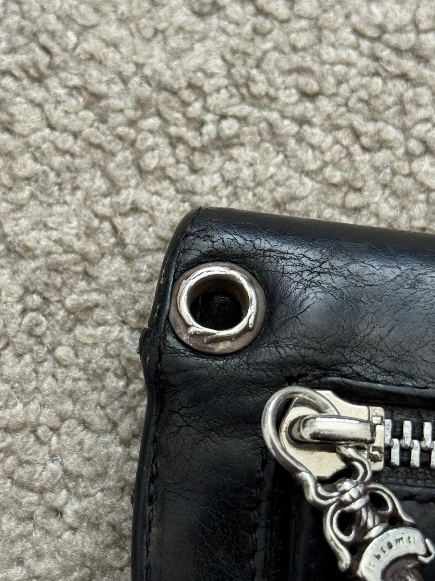 Chrome Hearts "Wave" Maltese Cross Dagger Zip Leather Wallet