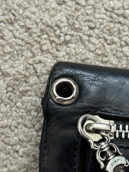 Chrome Hearts "Wave" Maltese Cross Dagger Zip Leather Wallet