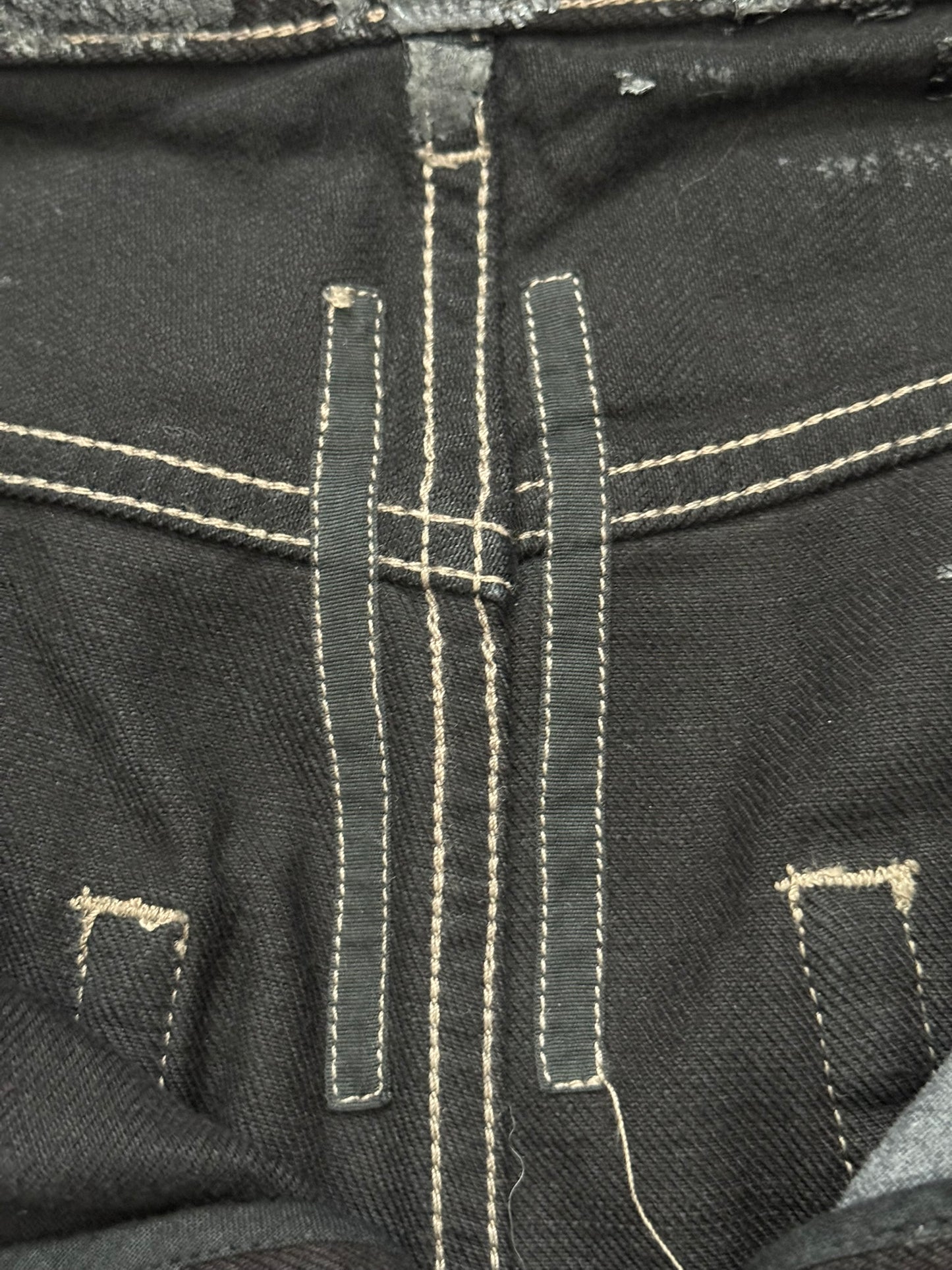 FW24 Rick Owens DRKSHDW Megacrust Foil Wax Detroit Denim Jeans