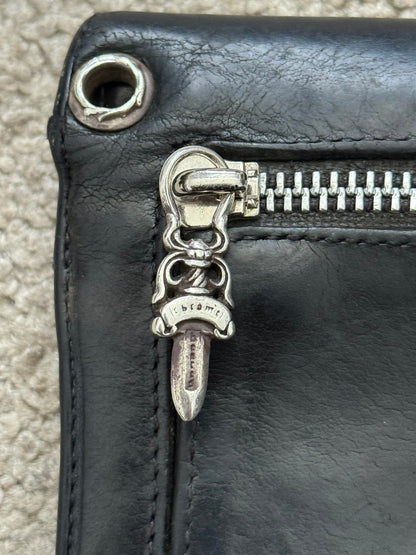Chrome Hearts "Wave" Maltese Cross Dagger Zip Leather Wallet