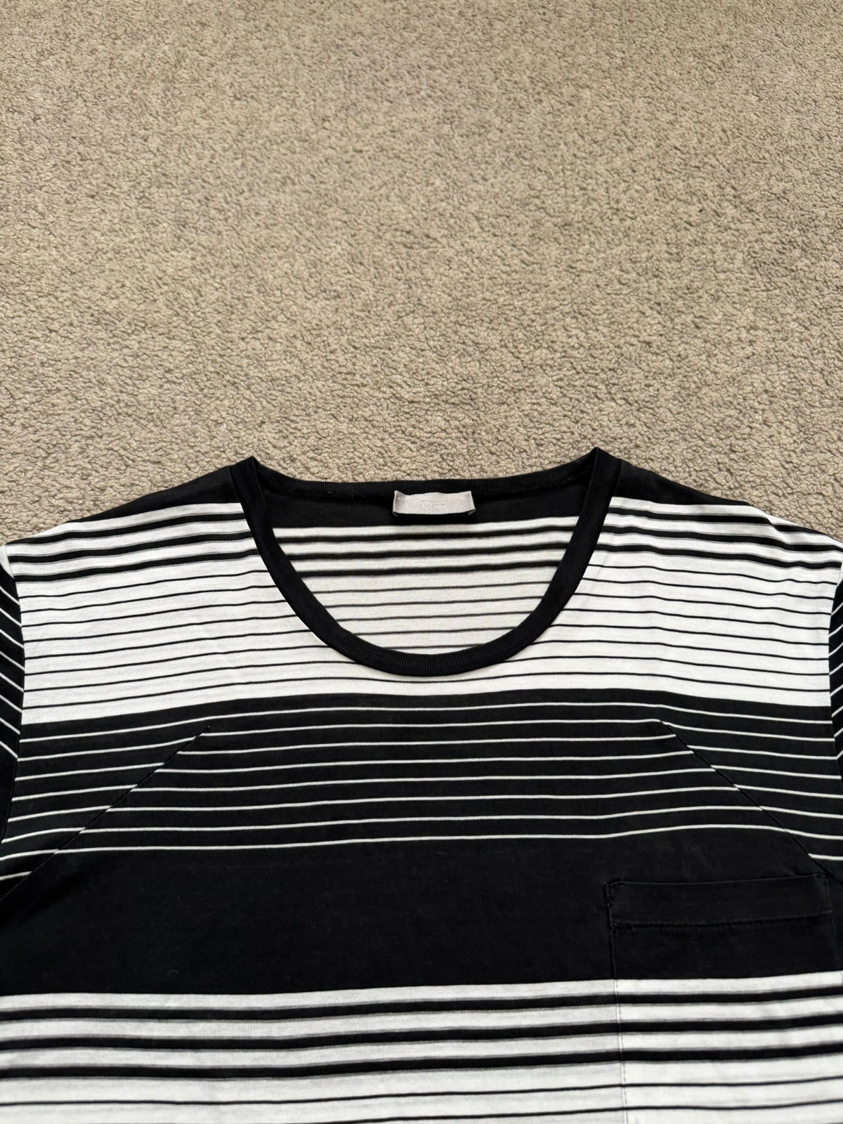 SS05 Dior Homme by Hedi Slimane Block Striped Pocket T Shirt