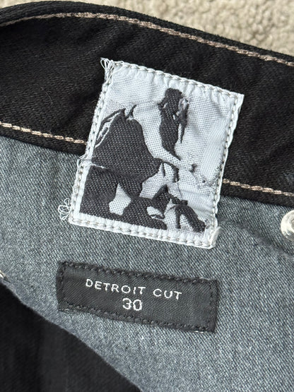 FW24 Rick Owens DRKSHDW Megacrust Foil Wax Detroit Denim Jeans