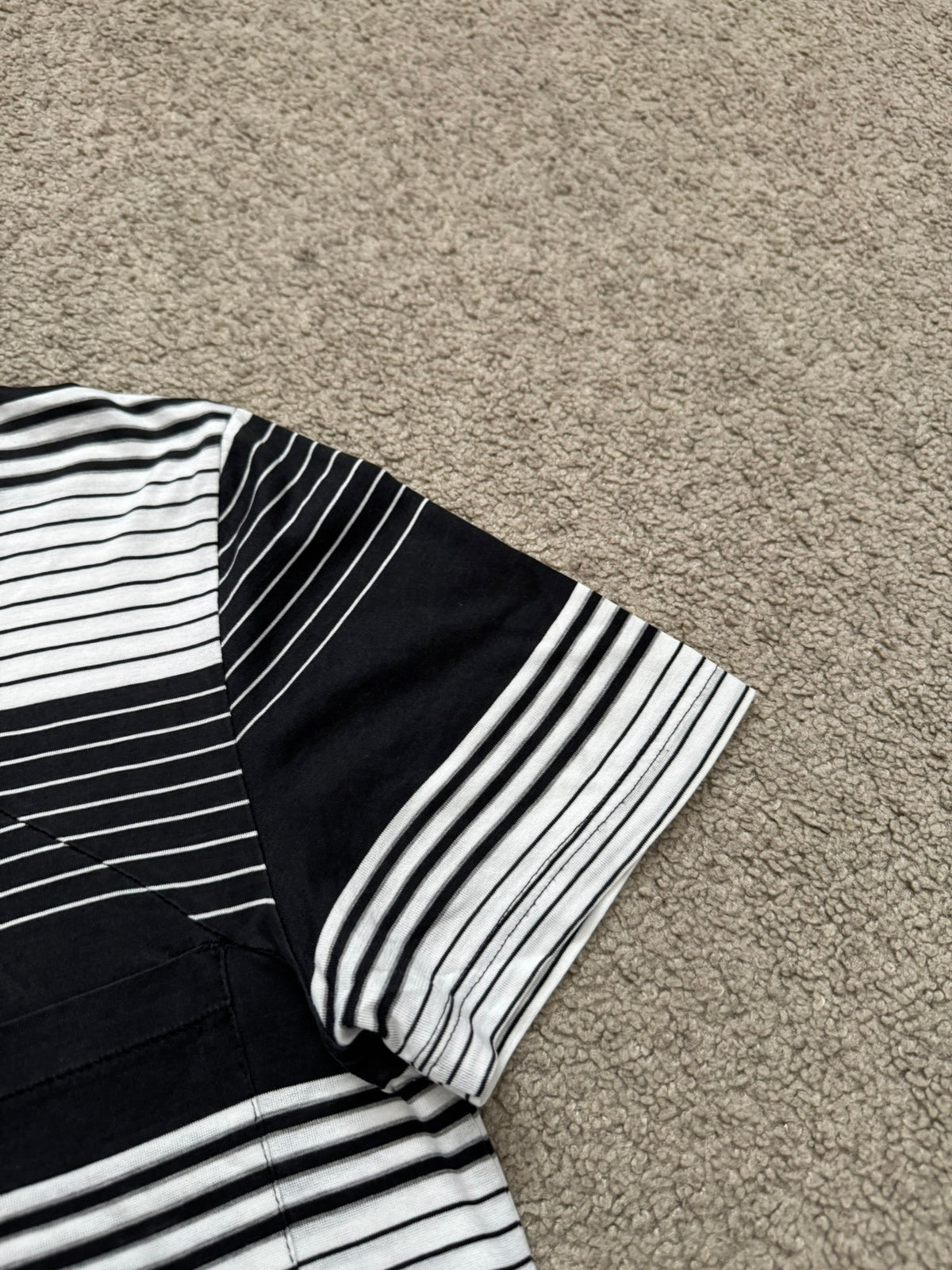 SS05 Dior Homme by Hedi Slimane Block Striped Pocket T Shirt