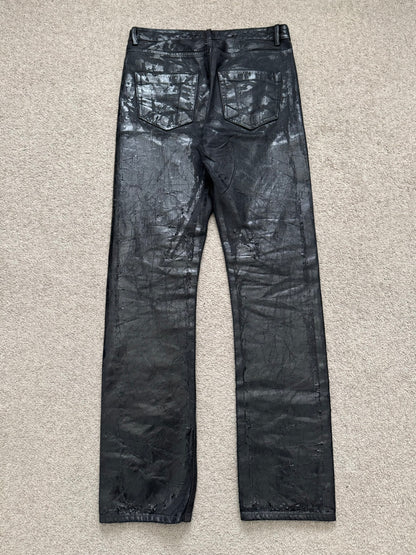 FW24 Rick Owens DRKSHDW Megacrust Foil Wax Detroit Denim Jeans