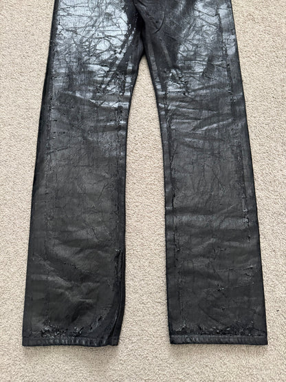 FW24 Rick Owens DRKSHDW Megacrust Foil Wax Detroit Denim Jeans