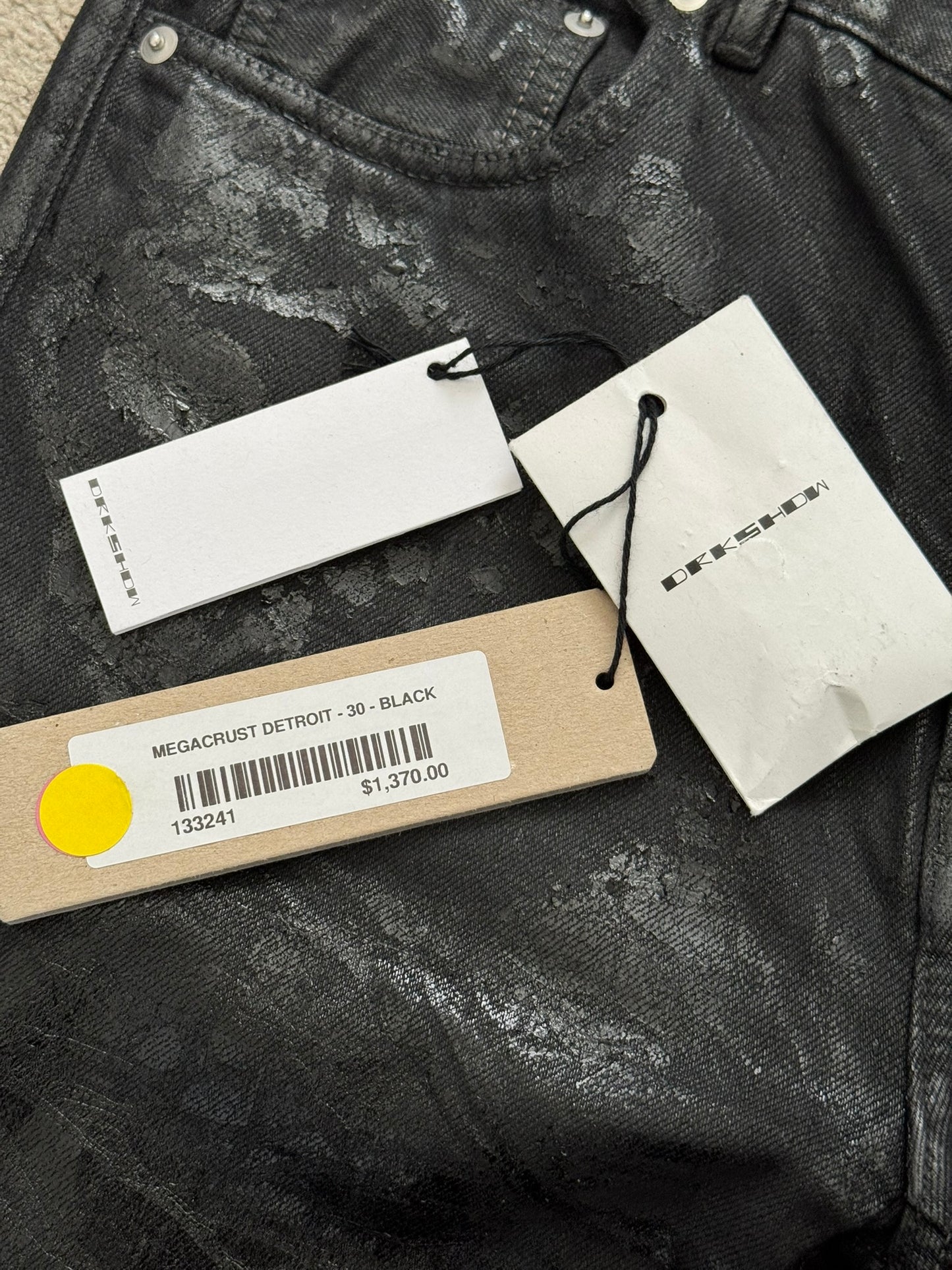 FW24 Rick Owens DRKSHDW Megacrust Foil Wax Detroit Denim Jeans