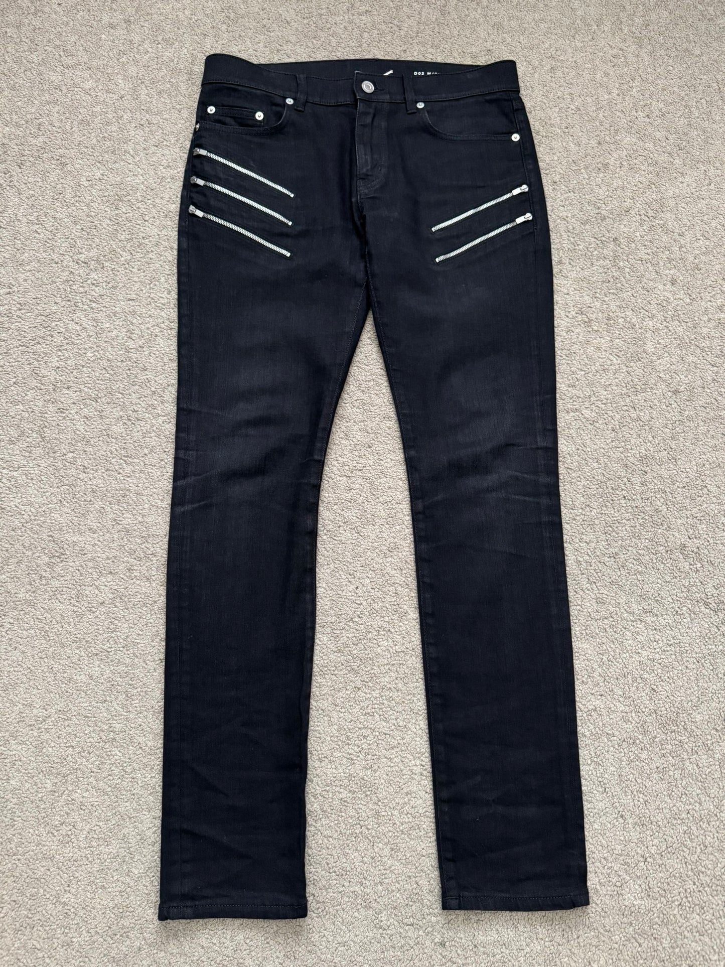 FW15 Saint Laurent by Hedi Slimane 5 Zip Biker D02 Denim Jeans