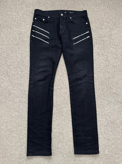 FW15 Saint Laurent by Hedi Slimane 5 Zip Biker D02 Denim Jeans
