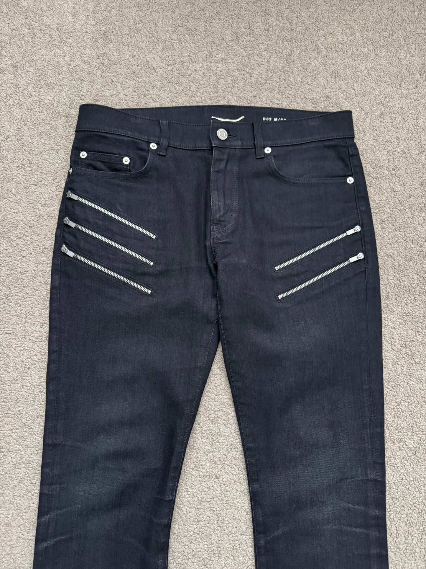 FW15 Saint Laurent by Hedi Slimane 5 Zip Biker D02 Denim Jeans