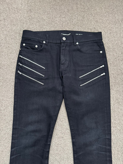 FW15 Saint Laurent by Hedi Slimane 5 Zip Biker D02 Denim Jeans