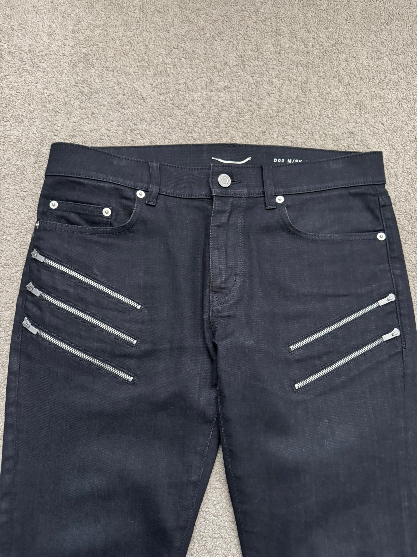 FW15 Saint Laurent by Hedi Slimane 5 Zip Biker D02 Denim Jeans