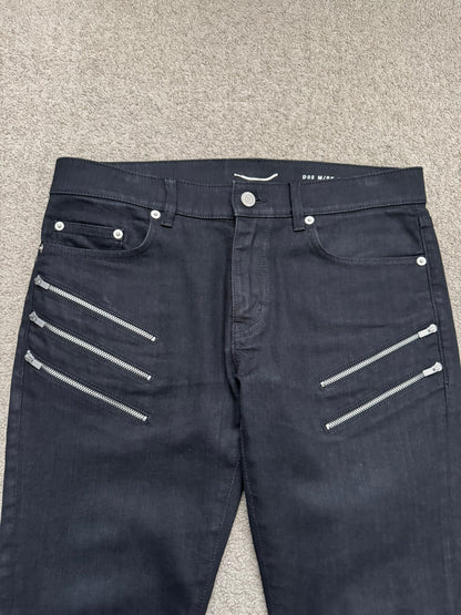 FW15 Saint Laurent by Hedi Slimane 5 Zip Biker D02 Denim Jeans