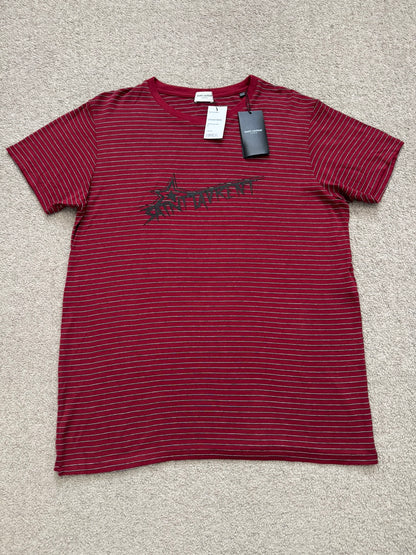 New FW19 Saint Laurent Star Logo Striped T Shirt