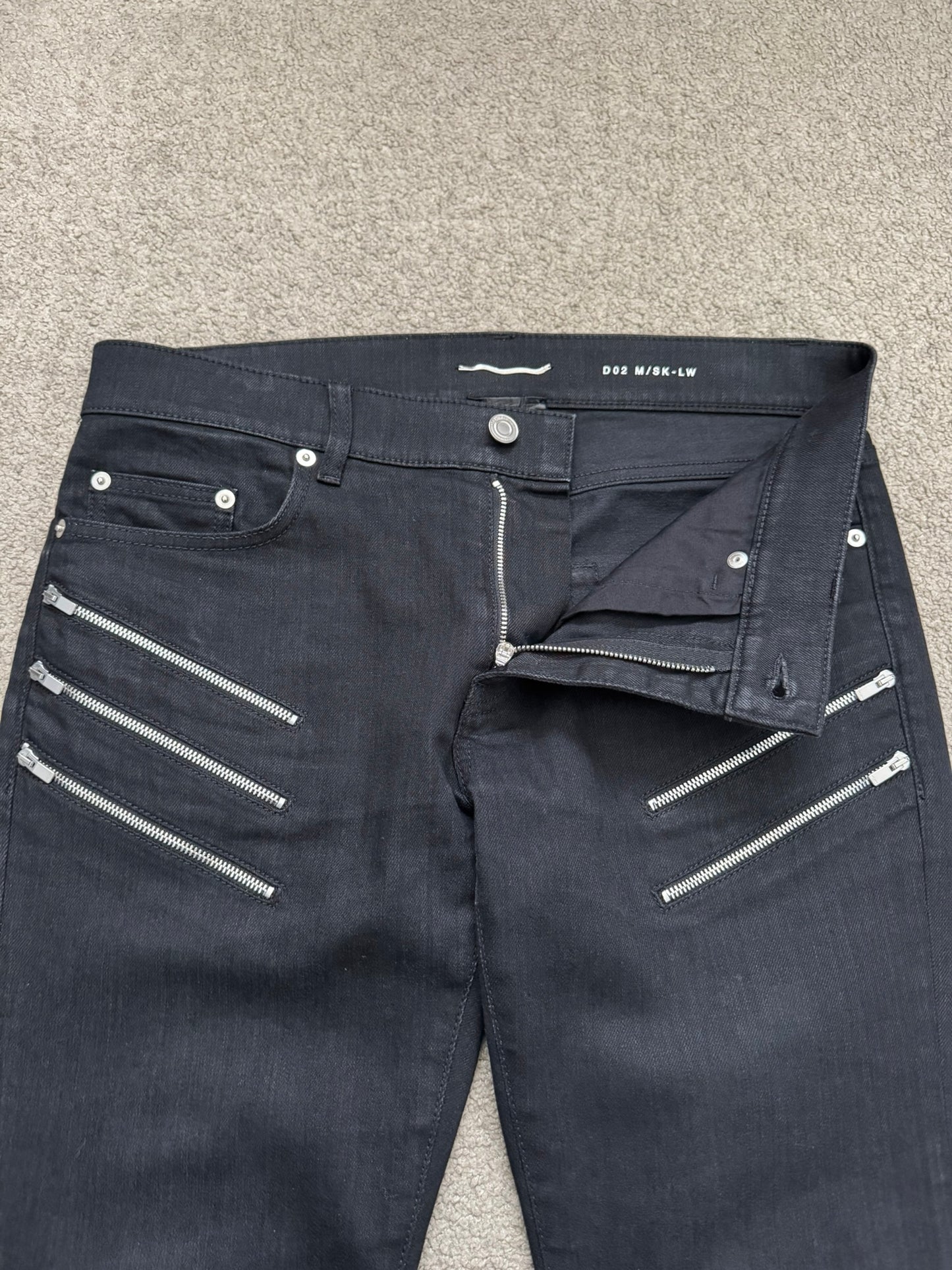 FW15 Saint Laurent by Hedi Slimane 5 Zip Biker D02 Denim Jeans