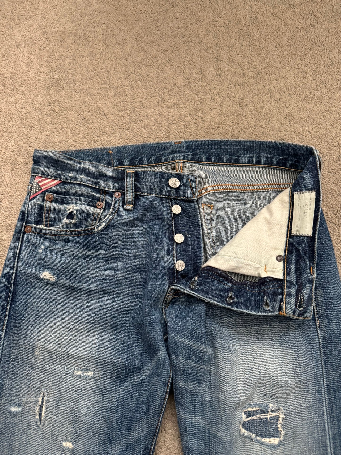 FW14 Denim & Supply Ralph Lauren Faded Distressed Denim Jeans