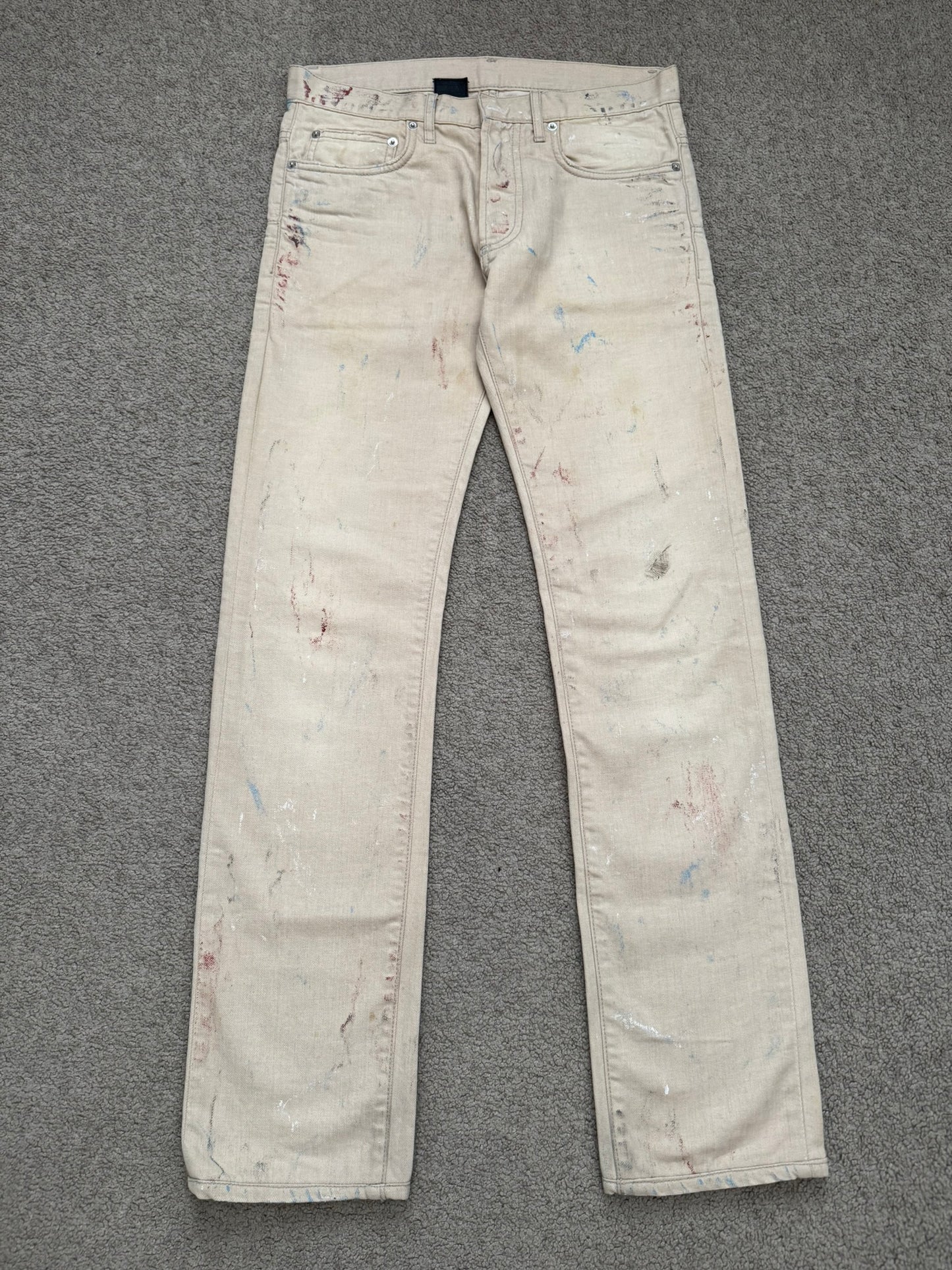 SS10 Dior Homme by Kris Van Assche "Wildcat" Painted Denim Jeans
