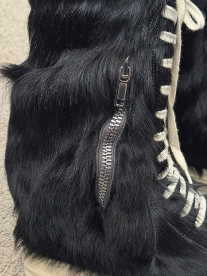 FW22 Rick Owens Pony Hair Cargobasket High Top Sneakers