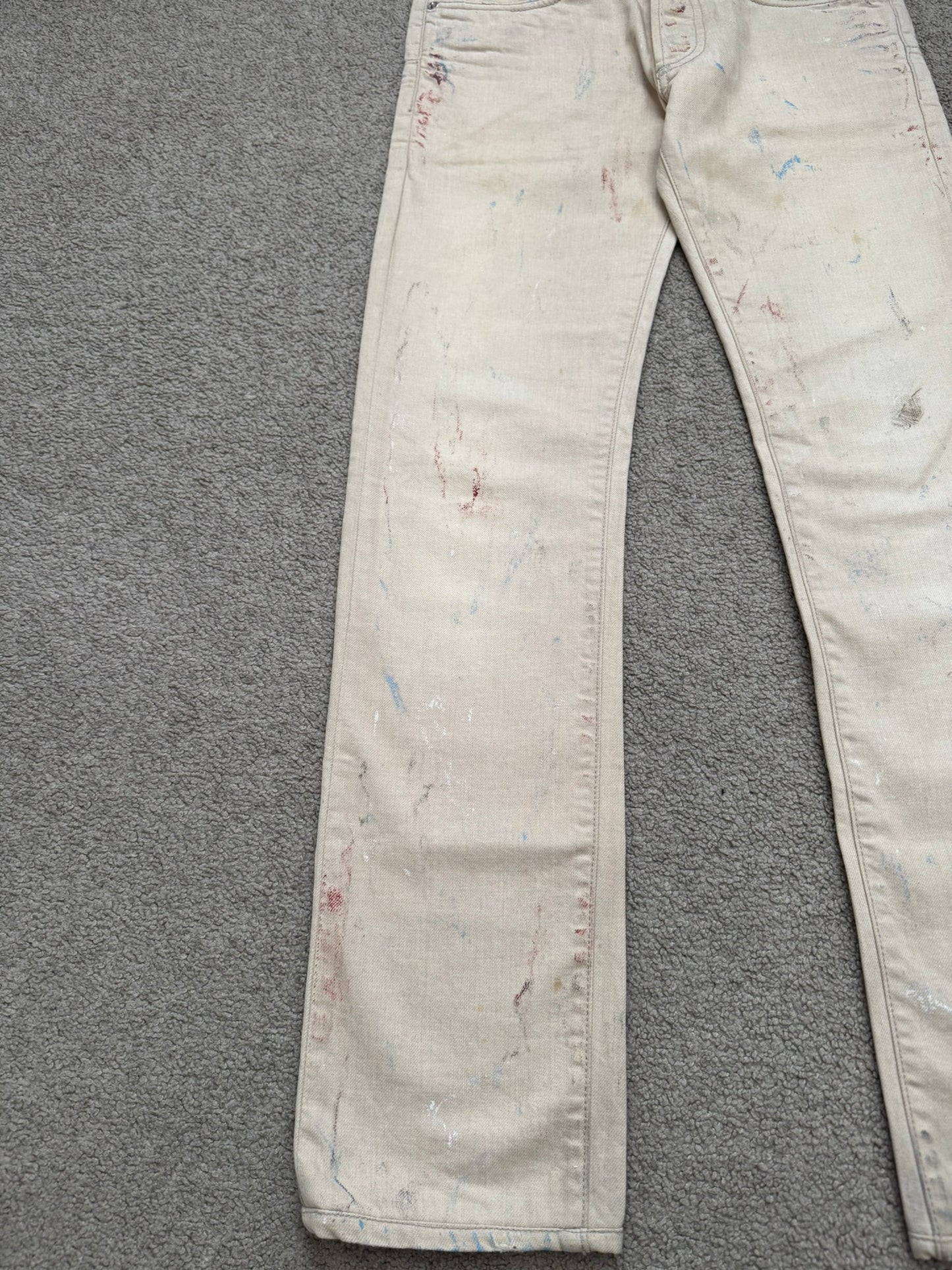 SS10 Dior Homme by Kris Van Assche "Wildcat" Painted Denim Jeans