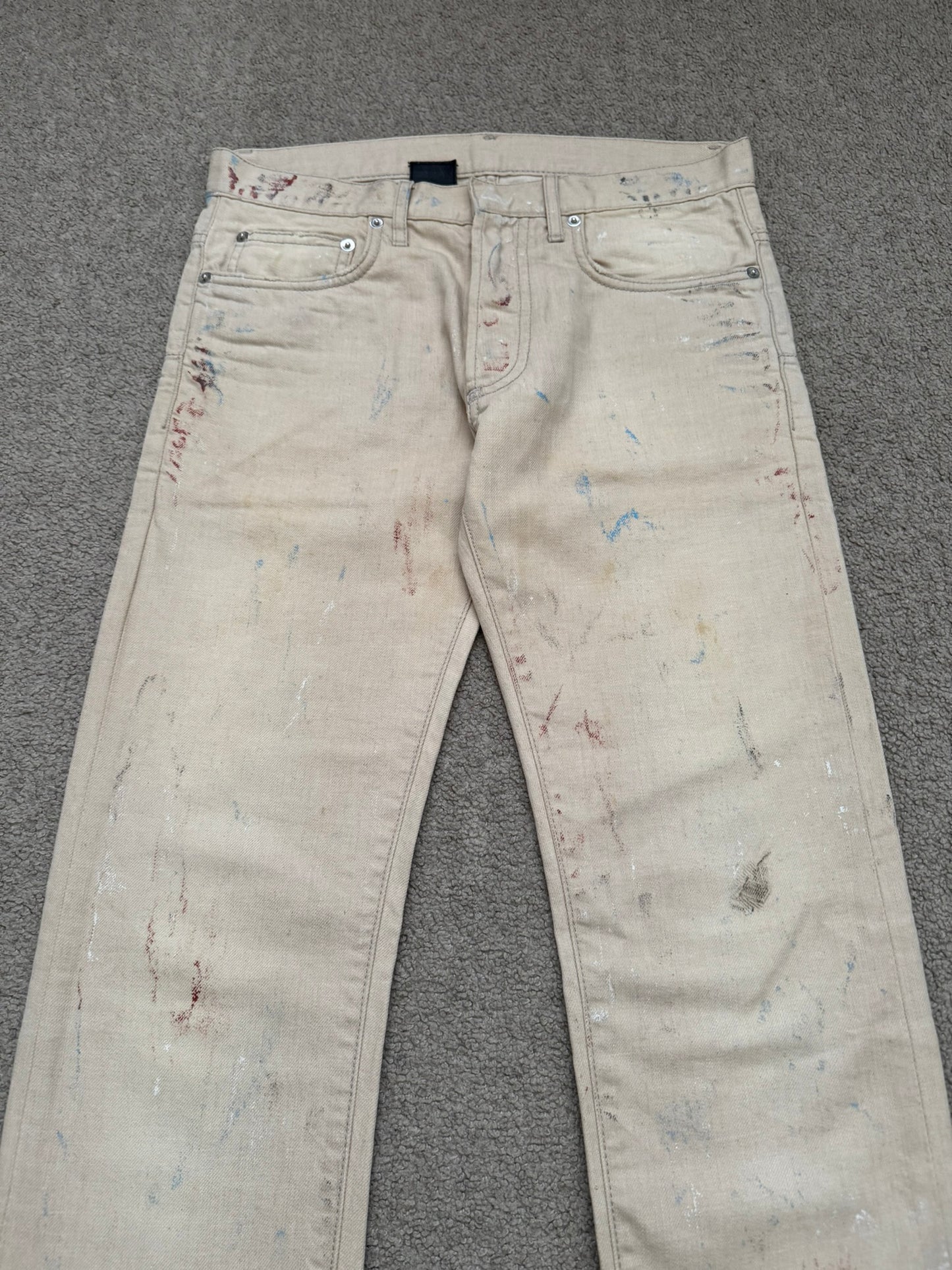 SS10 Dior Homme by Kris Van Assche "Wildcat" Painted Denim Jeans