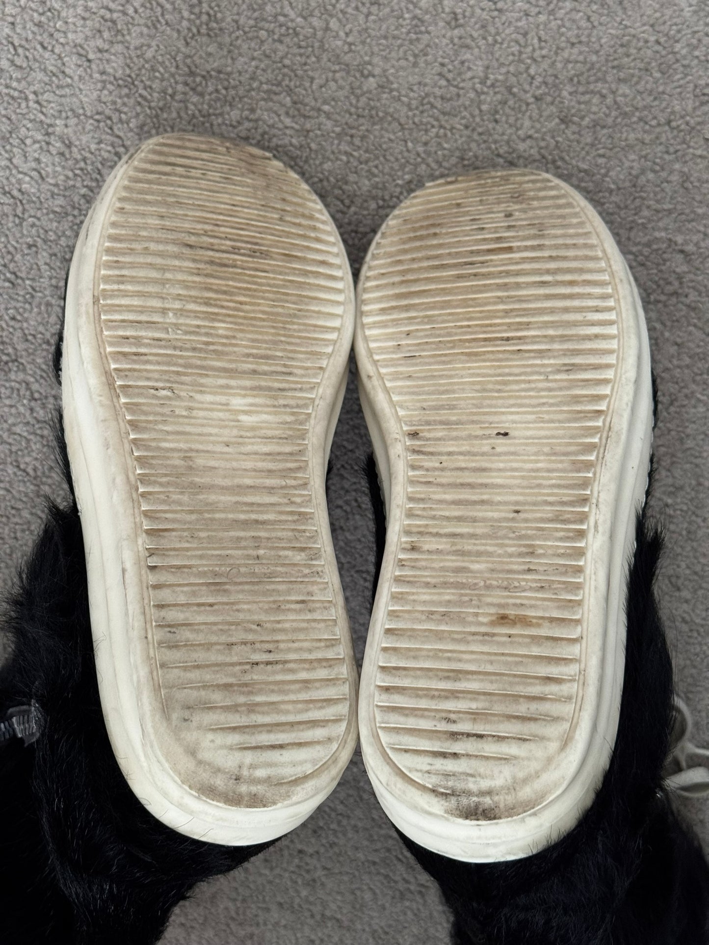 FW22 Rick Owens Pony Hair Cargobasket High Top Sneakers