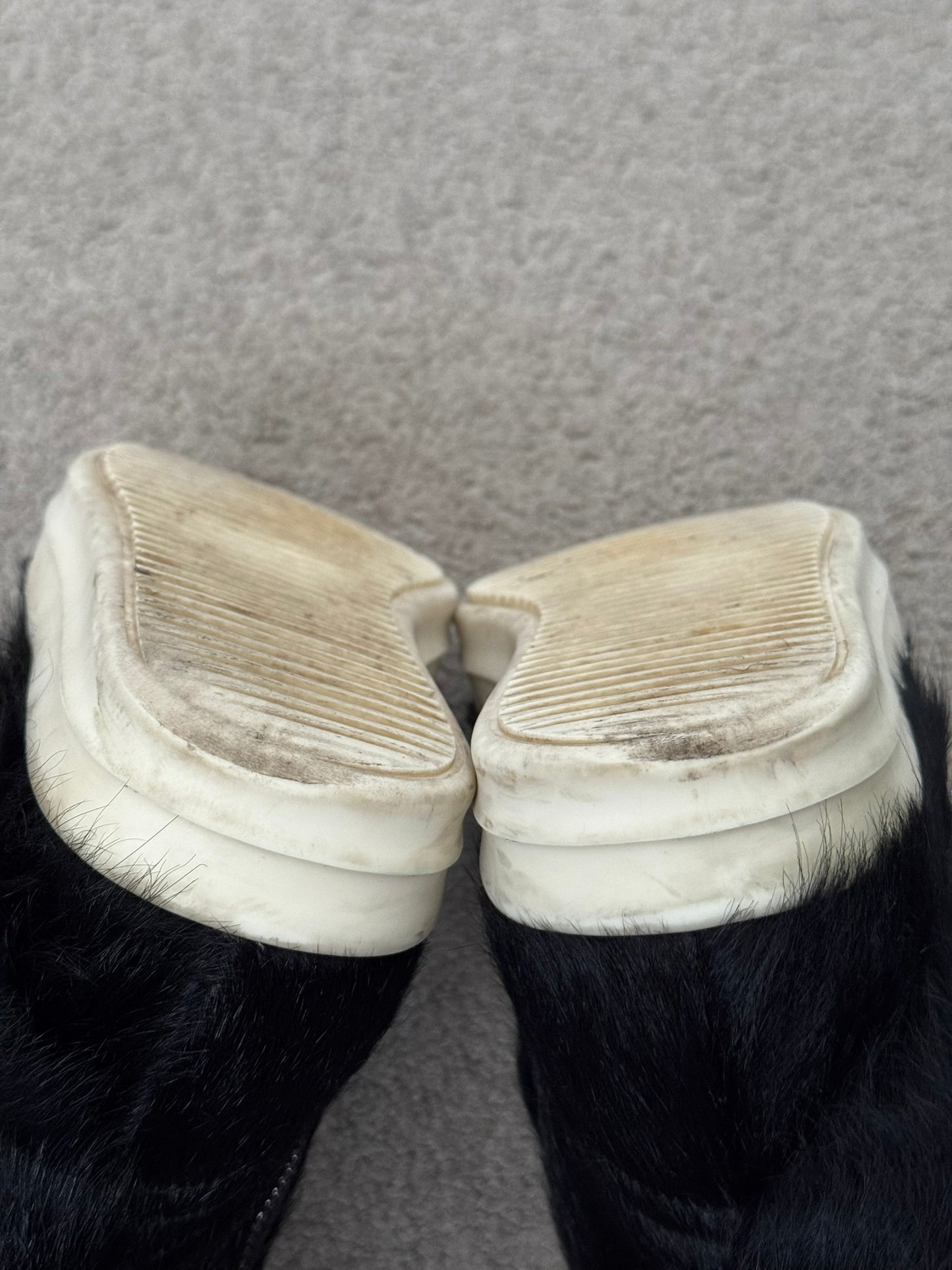 FW22 Rick Owens Pony Hair Cargobasket High Top Sneakers