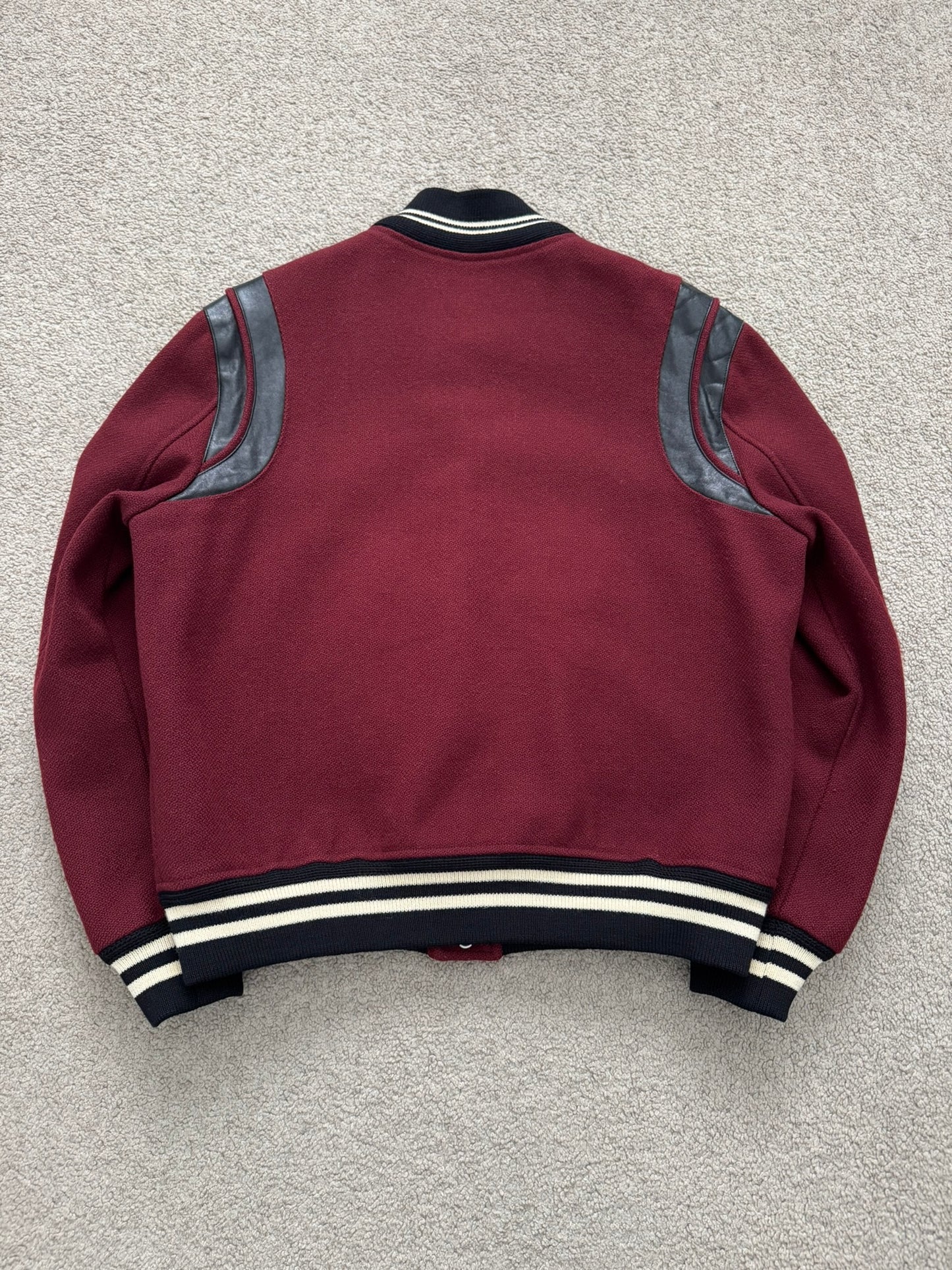 FW16 Saint Laurent by Hedi Slimane Red Teddy Varsity Bomber Jacket