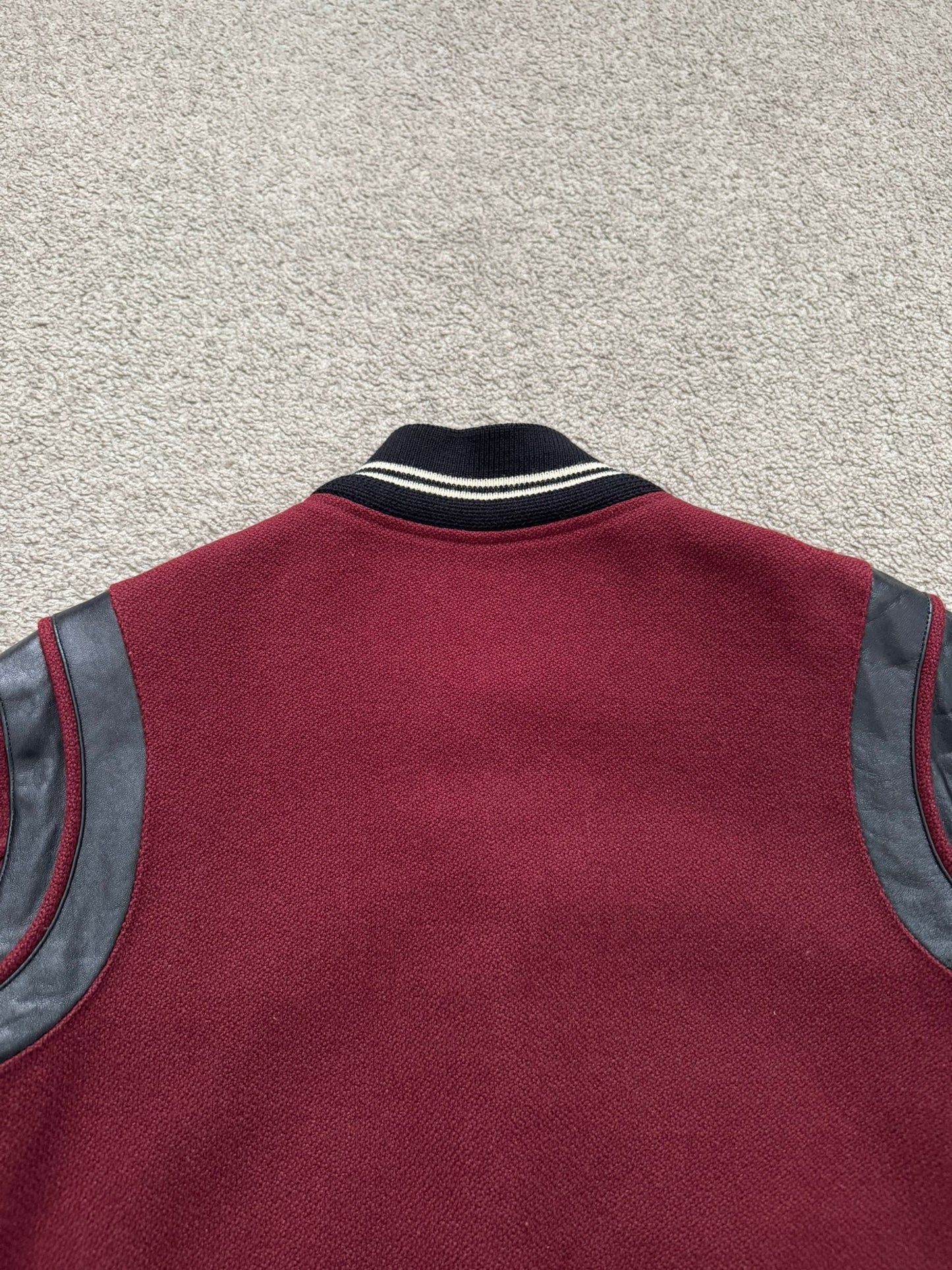 FW16 Saint Laurent by Hedi Slimane Red Teddy Varsity Bomber Jacket